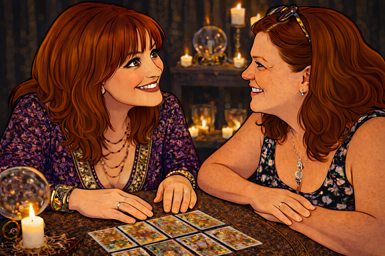 Tarot Reading Scene with two ladies